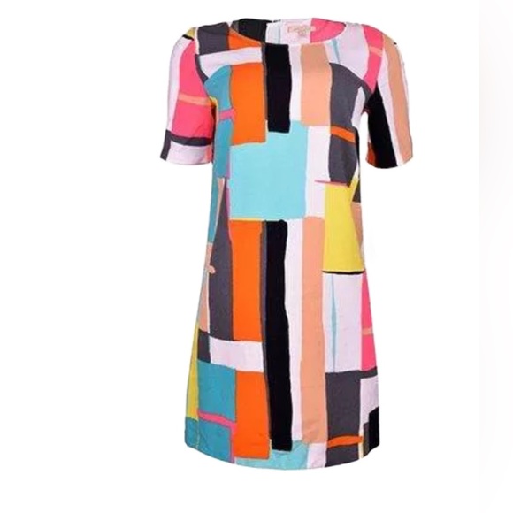 Gibson Latimer Color Burst Block Retro Mod Shift Dress - Picture 1 of 10